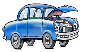Cartoon of blue car